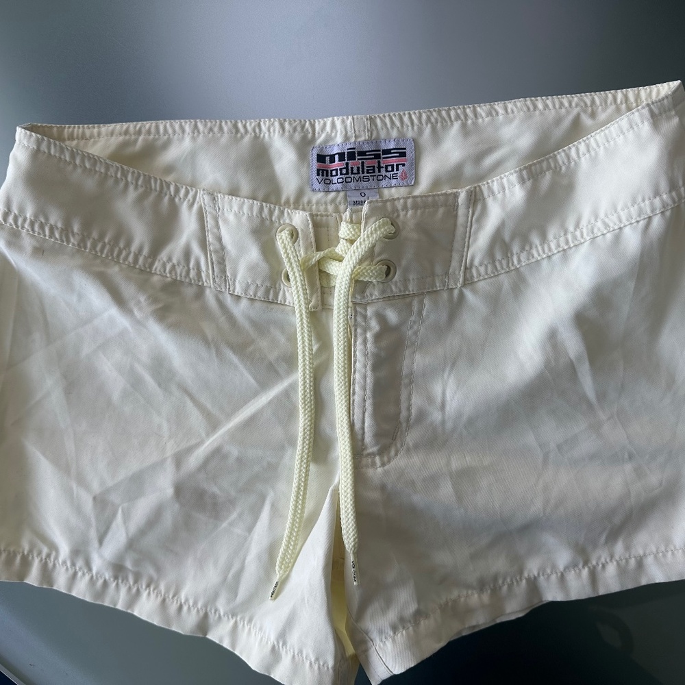 Light Yellow Vintage Miss Modulator Volcom Stone Board Shorts